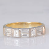 Bague vintage en or jaune et blanc 18 carats avec diamants taille baguette (environ 1 ct), années 80