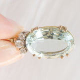 Ciondolo vintage in oro giallo e bianco 14K con acquamarina (10ct ca.) e diamanti di taglio brillante (0.25ctw ca.), anni ‘70