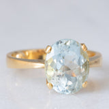 Anello da cocktail vintage in oro giallo 18K con acquamarina (3.50ct ca.), anni ‘60