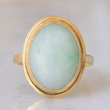 Anello vintage in oro giallo 18K con giada (8.50ct ca.), anni ‘70