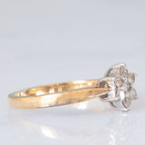Anello a margherita vintage in oro giallo e bianco 9K con diamanti di taglio brillante (0.25ctw ca.), anni ‘80/‘90