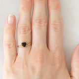 Anello vintage in oro giallo 9K con onice di taglio a cuore, anno 1989