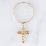 Anello vintage in oro giallo 18K con pendente a croce con diamanti di taglio brillante (0.30ctw), anni ‘90
