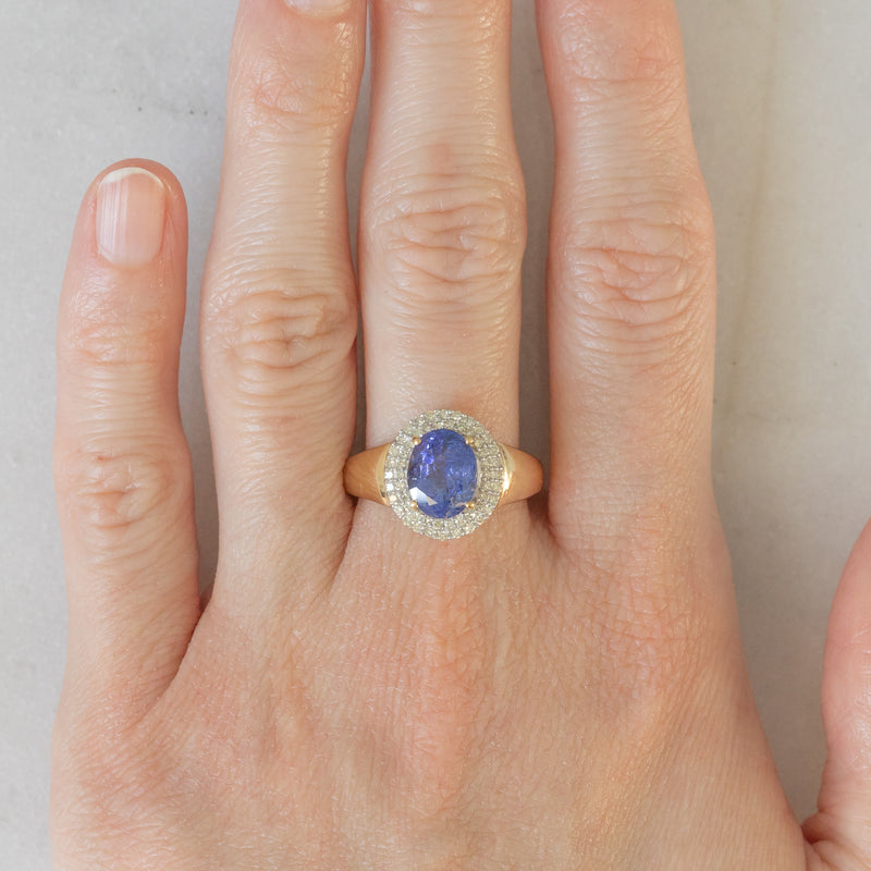 Bague Diamant Vintage En Or Jaune 14 Carats - 1 Ct (total) - Taille 10 - Occasion