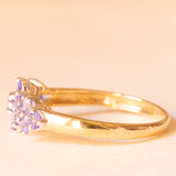 Vintage-Ring aus 9-karätigem Gelbgold mit floralem Dekor und Tansaniten (ca. 0.75 ctw), Jahr 2005