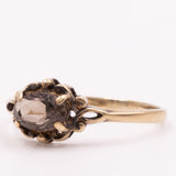 Anello da cocktail vintage in oro giallo 9K con quarzo fumé (0.50ct ca.), anno 1981