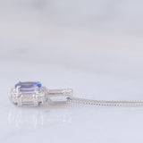 Collier vintage in platino con tanzanite e diamanti (0.62ctw)