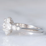 Anello a fiore vintage in platino con diamanti di taglio brillante (1ctw), anni ‘80