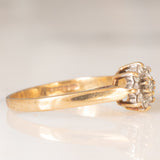Anello a fiore vintage in oro giallo 9K con diamanti di taglio brillante (0.20ctw ca.), anno 1988