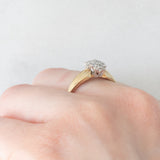 Anel de diamante vintage em ouro amarelo e branco 9K (aprox. 0.20ctw), década de 80