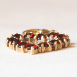 Vintage Herzanhänger aus 8 Karat Gelbgold mit Granaten, 60er Jahre