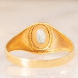Anello chevalier vintage in oro giallo 14K con topazio azzurro, anni ‘60