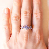 Vintage-Ring aus 9-karätigem Gelbgold mit floralem Dekor und Tansaniten (ca. 0.75 ctw), Jahr 2005