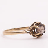 Anello da cocktail vintage in oro giallo 9K con quarzo fumé (0.50ct ca.), anno 1981