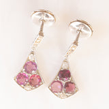 Boucles d'oreilles vintage de style Art déco en or blanc 18 carats avec tourmalines roses (environ 0.70 ct au total) et diamants taille rosette (environ 0.16 ct au total)