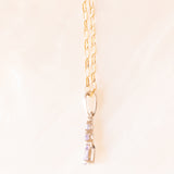 Vintage necklace with 9K yellow gold chain and 9K white gold pendant with tanzanites (approx. 0.28ctw) and diamond, 80s