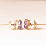 Vintage-Ohrringe aus 9-karätigem Gelbgold mit Amethysten (ca. 3 Karat), 1981