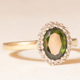 Vintage-Gänseblümchen-Ring aus 9-karätigem Gelb- und Weißgold mit Diopsid (ca. 1.40 ct) und Diamanten (ca. 0.20 ctw), Jahr 2006