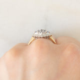 Anello vintage in oro giallo e bianco 9K con tanzaniti (0.25ctw ca.) e diamanti, anni ‘90
