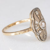 Anello antico in oro giallo 18K e argento con diamanti di taglio rosetta, primi del ‘900
