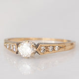 Solitario vintage in oro giallo 9K con diamanti (0.20ctw ca.)