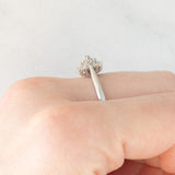 Anello a fiore vintage in oro bianco 9K con diamanti (0.10ctw ca.), anni ‘80