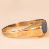 Anello chevalier vintage in oro giallo 8K con lapislazzuli, anni ‘50
