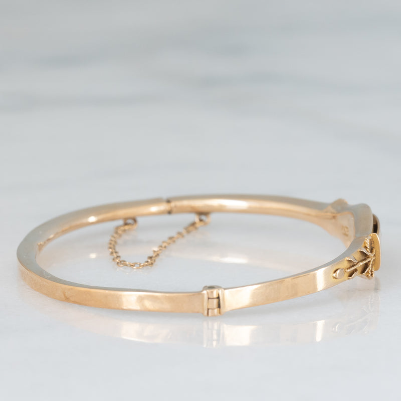 Bracciale rigido antico in oro giallo 9K con diamante di taglio rosetta, primi del ‘900