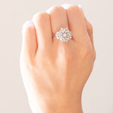 Vintage-Schneeflockenring aus 14-karätigem Weißgold mit Diamanten (insgesamt 1 Karat), 70er Jahre
