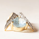 Vintage-Anhänger aus 14-karätigem Gelb- und Weißgold mit blauem Topas (ca. 1.75 Karat) und Diamanten (ca. 0.18 Karat), 60er Jahre