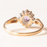 Vintage-Gänseblümchenring aus 9-karätigem Gelb- und Weißgold mit Amethyst (ca. 0.30 ct) und Diamanten (ca. 0.14 ct), 70er Jahre