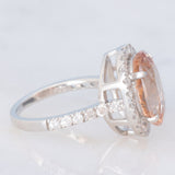 Anello a margherita vintage in platino con morganite (5.20ct) e diamanti (0.85ctw), anni ‘2000
