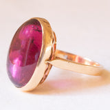 Anello da cocktail vintage in oro giallo 18K con tormalina rosa (12ct ca.), anni ‘60/‘70