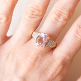 Vintage-Cocktailring aus 14-karätigem Gelb- und Weißgold mit Amethyst (ca. 4.20 ct) und Diamanten (ca. 0.22 ctw), 80er Jahre