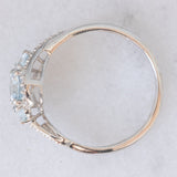 Anello vintage in oro bianco 9K con acquamarine (0.50ctw ca.) e diamanti (0.05ctw ca.), anni ‘90