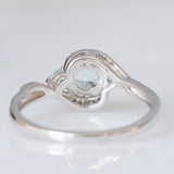 Anello vintage in oro bianco 9K con acquamarine (0.50ctw ca.) e diamanti (0.05ctw ca.), anni ‘90