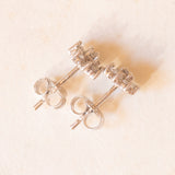 Vintage 9K white gold earrings with diamonds (approx.0.20ctw), 80s / 90s