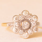 Antiker 18-Karat-Gelb- und Weißgold-Diamant-Blumenring im alten europäischen Schliff (ca. 0.88 ctw), 20er Jahre