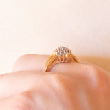 Vintage-Diamant-Blumenring aus 14-karätigem Gelbgold im Brillantschliff (ca. 0.25 ctw), 70er Jahre
