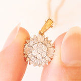 Vintage-Halskette mit Kette aus 9-karätigem Gelbgold und Anhänger aus 9-karätigem Gelb- und Weißgold mit Diamanten (ca. 0.35 ctw), 80er/90er Jahre