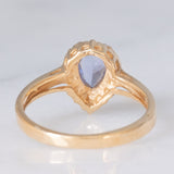 Anello a margherita vintage in oro giallo e bianco 9K con tanzanite (0.60ct ca.), anni ‘90
