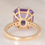 Anello da cocktail vintage in oro giallo 18K con ametista e diamanti di taglio brillante (0.24ctw ca.), anni ‘70/‘80