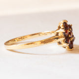 Vintage Gänseblümchenring aus 9-karätigem Gelbgold mit Granaten, 1976