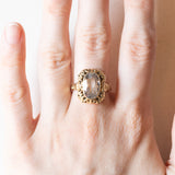 Vintage-Ring aus 14-karätigem Gelbgold mit synthetischem blauen Spinell (ca. 4.50 ct), 50er Jahre