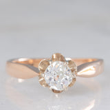 Solitario retrò in oro rosa 14K con diamante di taglio vecchia miniera (0.50ct ca.), anni ‘40