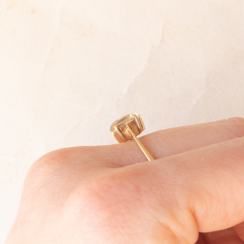 Solitario vintage in oro giallo 9K con quarzo citrino (1ct ca.), anno 1981
