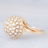 Anello tourbillion vintage in oro giallo 14K e diamanti (1.10ctw ca.), anni '70