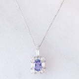 Collier vintage in platino con tanzanite e diamanti (0.62ctw)