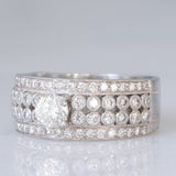 Bague vintage en or blanc 14 carats avec diamants taille brillant (environ 1.38 ct), années 80