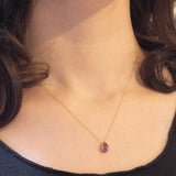 Vintage-Halskette mit Kette aus 9-karätigem Gelbgold und Anhänger aus 9-karätigem Gelbgold mit Amethyst (ca. 0.40 ct), 70er Jahre